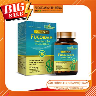 Viên uống tảo nâu Fucoidan Premium 8+. Hộp 60 viên